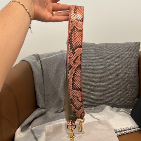 FENDI Strap You Python Leather Shoulder Pink SNAKESKIN Olive Green Handbag Strap - Picture 5 of 6